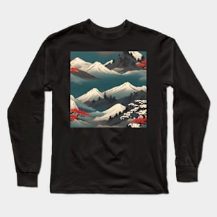 mountain life japan art style Long Sleeve T-Shirt